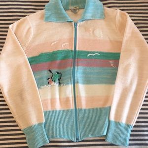 Adorable vintage zip cardigan with Embroidery